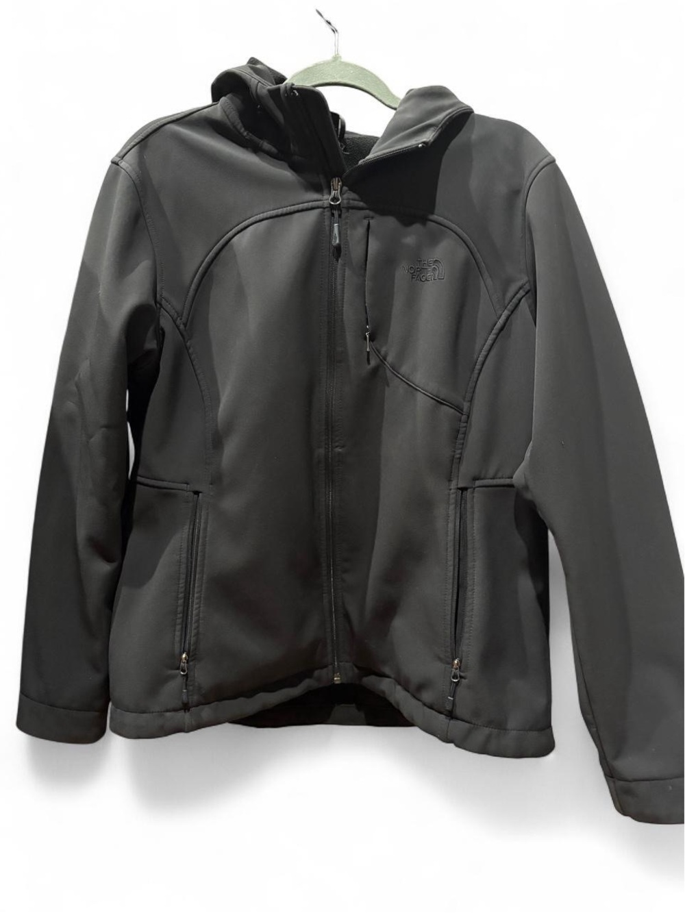 The North Face Black Hooded Softshell Jacket with Embroidered Logo